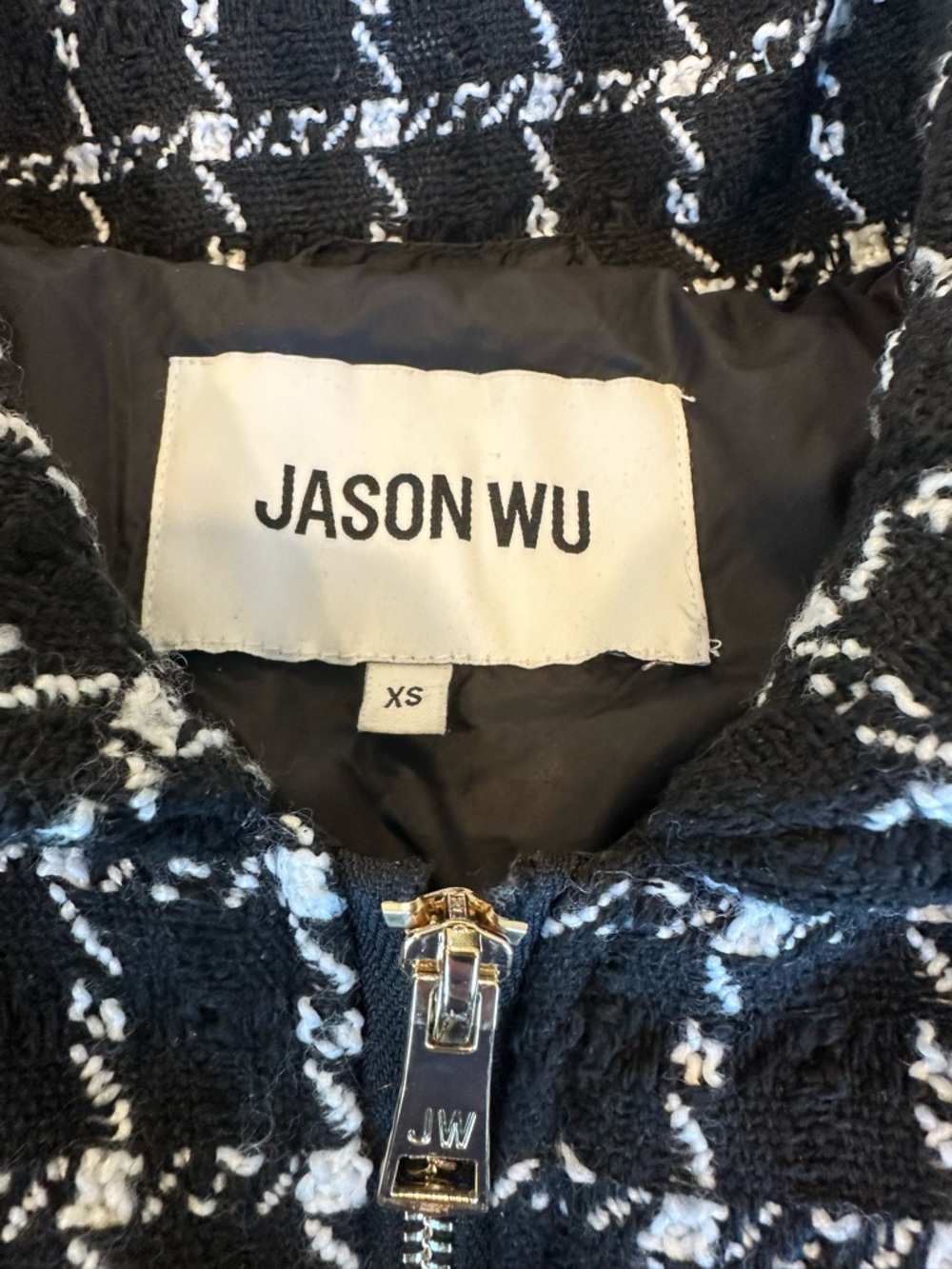 Jason Wu Black & White Tweed Puffer Jacket - Picture 2 of 8